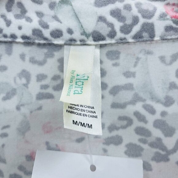 Flora by Flora Nikrooz Womens Medium Tammy Floral Notch Collar Pajama Top 609 - Picture 4 of 6